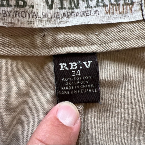 NWOT RB Vintage Utility Cargo Shorts Mens 34 Kaki 14"‎ Inseam (A5) - Picture 7 of 9